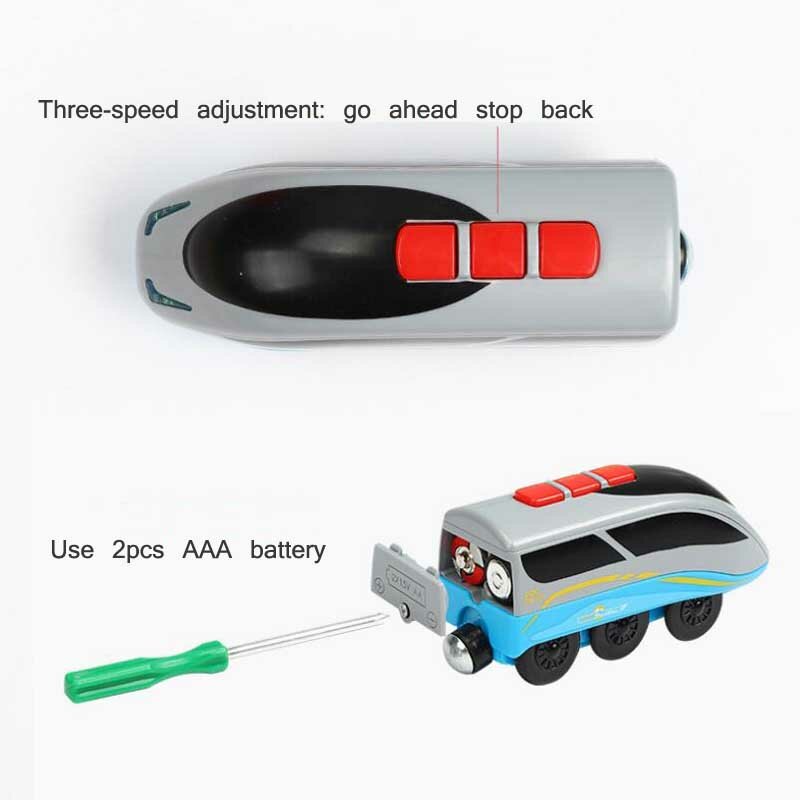Induksi Nirkabel Lampu Suara Mobil Kendaraan Listrik Kereta Kayu Set Aksesori Mainan untuk Hadiah Anak-anak