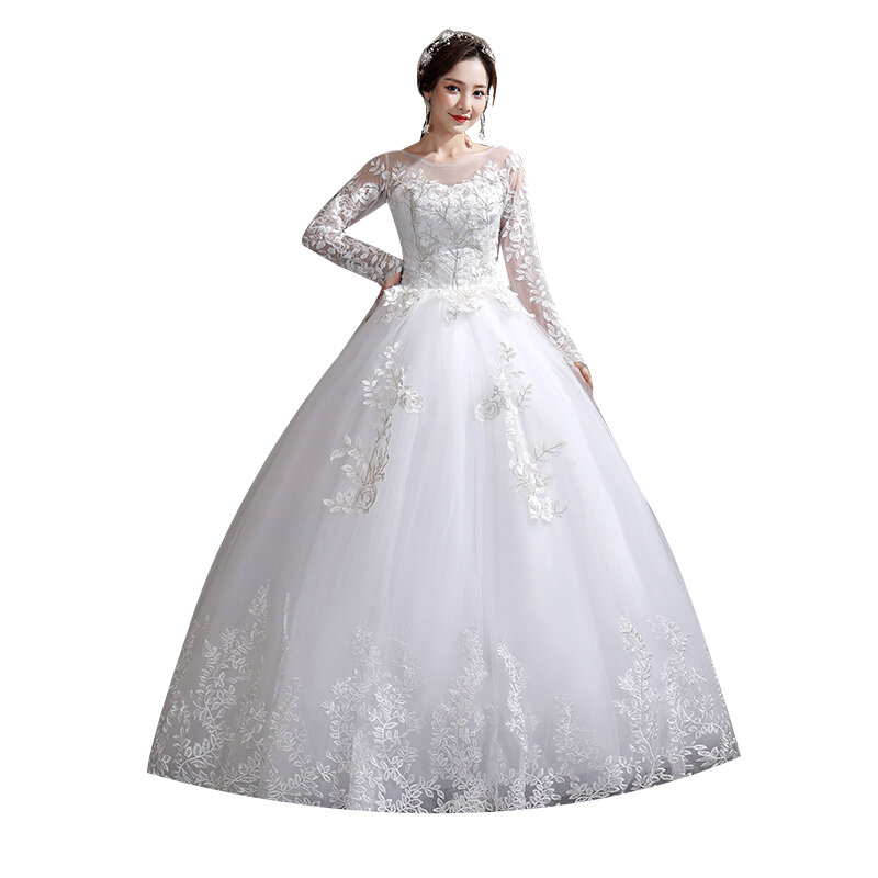 Свадебное платье 2023, новое бальное платье с длинным рукавом, роскошное кружевное свадебное платье, Vestido De Noiva Robe De Mariee размера плюс