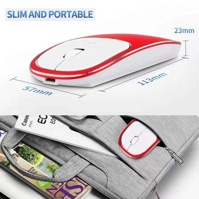 Ratón de carga inalámbrica, mouse ergonómico de 2,4 GHz, mini tableta ultrafina silenciosa, ratón portátil de alta calidad de aleación de aluminio.