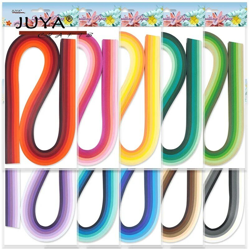 JUYA-Juego de tiras de papel multicolor, 60 colores, 10 paquetes de 54cm de longitud, 3mm/5mm/7mm/10mm disponibles