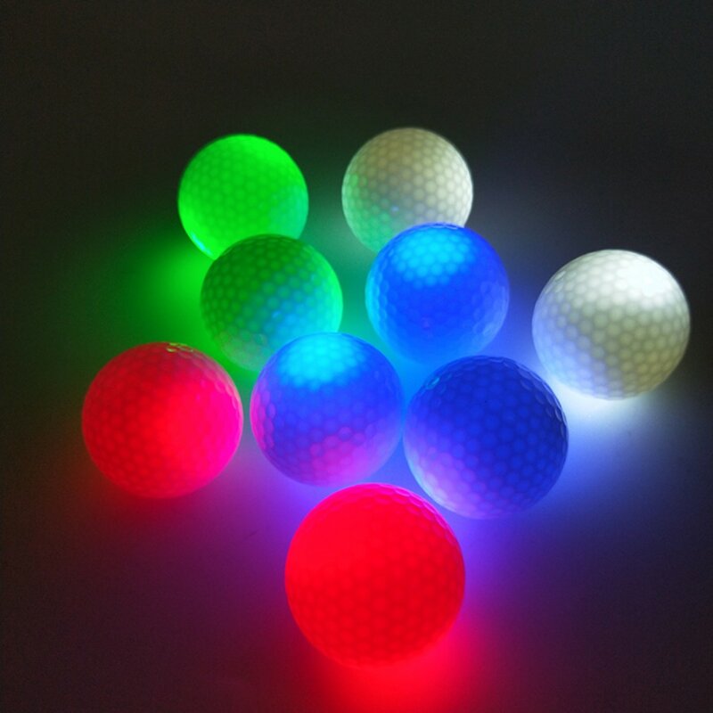 Balles de Golf lumineuses LED, scintillantes dans la nuit, pour la pratique nocturne, multicolores, étanches, 6 pièces