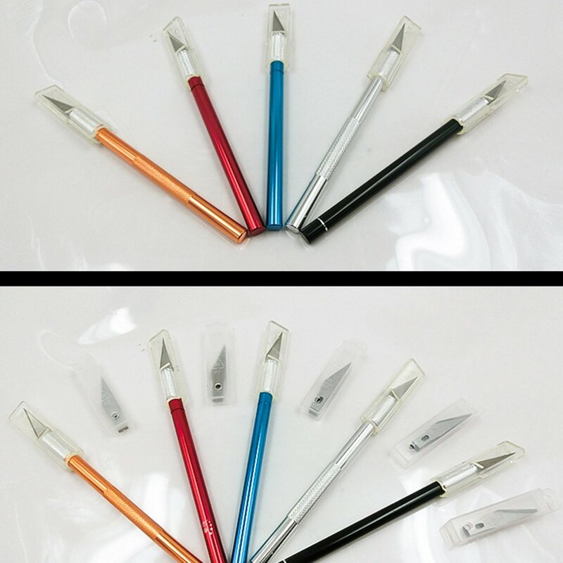 Kit d'outils de Scalpel en métal antidérapant, couteaux artisanaux à graver + 5 lames outil de bricolage PCB pour téléphone portable