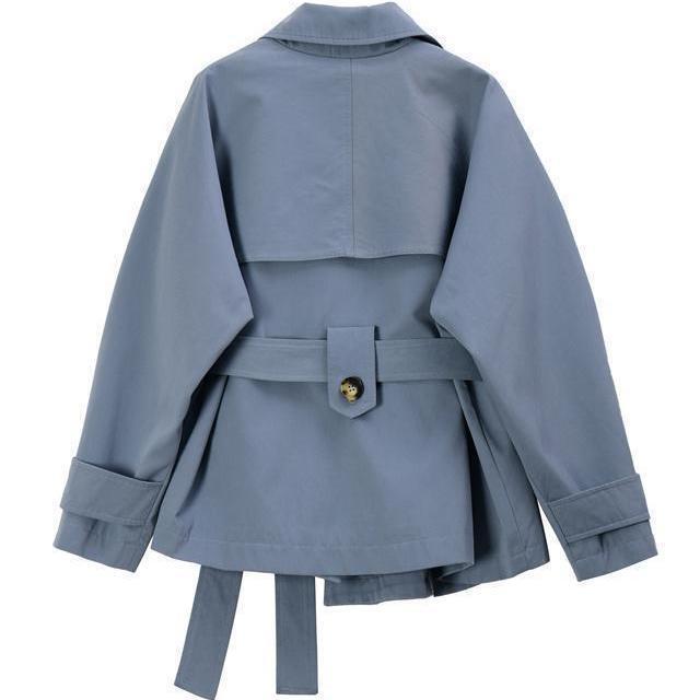 Женский приталенный тренчкот, весеннее короткое повседневное пальто цвета хаки, верхняя одежда в студенческом стиле, женское дикое пальто в британском стиле с поясом, 2022