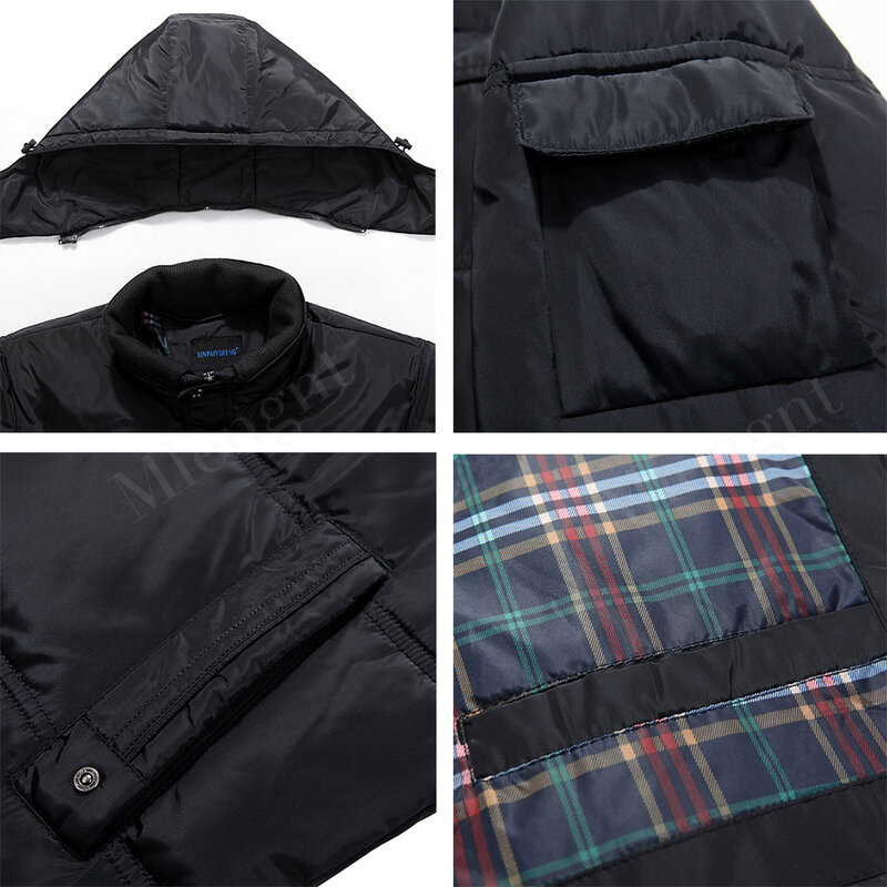 ผู้ชายฤดูหนาวลงเสื้อแจ็คเก็ตหมวก Parkas Warm Windproof ฤดูใบไม้ร่วง Solid Coat คุณภาพสูงกันน้ำ90เป็ดสีขาวลง Outwear