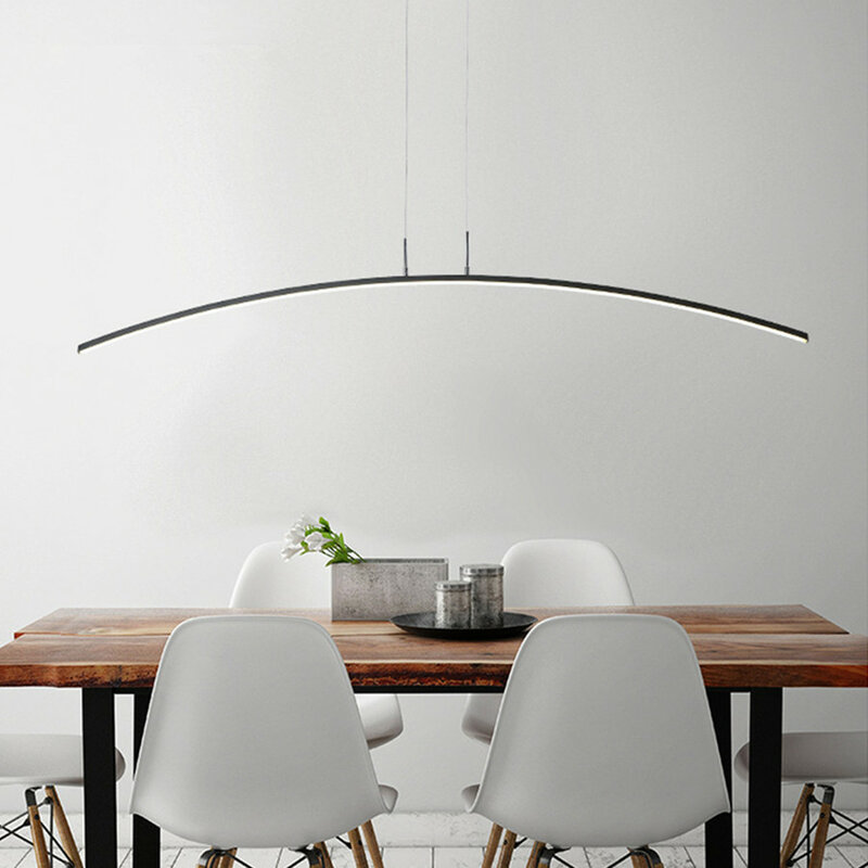 Lampe LED suspendue noire au design nordique moderne, luminaire décoratif d'intérieur, idéal pour un bureau, une cuisine, un Restaurant ou un hall