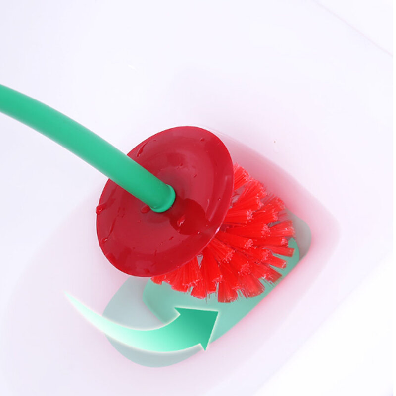 Escova de banheiro em formato de cereja, conjunto de suporte de escova de banheiro para lavatório, ferramentas de limpeza, acessórios de banheiro doméstico
