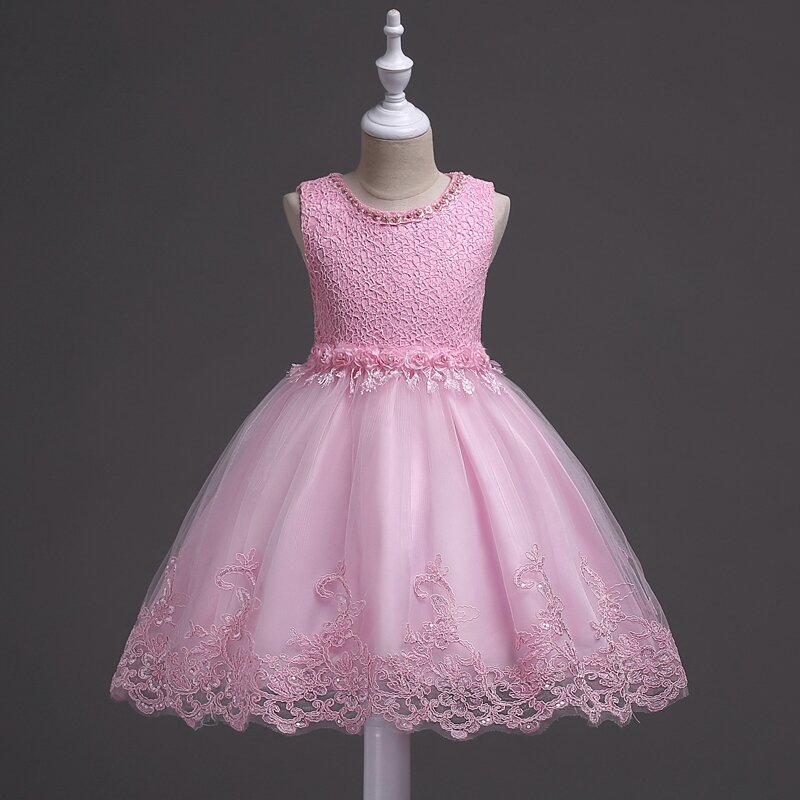 Ini YiiYa Gadis Bunga Gaun untuk Gadis Pernikahan O-Leher Tank Komuni Gaun Elegan Anak Gadis Pesta Kontes Gaun 981