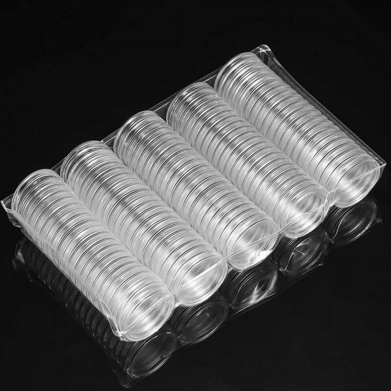 100Pcs 25mm Portable Durable Round Shaped Souvenir Coin Collection Capsules Protective Case Dust Proof Anti-corrosion 