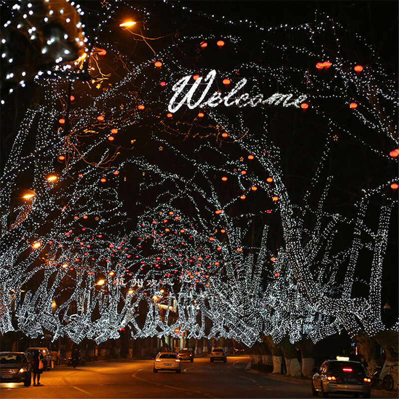 Уличная Рождественская светодиодная гирлянсветильник s 100 м, 50 м, 30 м, 20 м, 10 м, 5 м, световые украшения, волшесветильник свет, празднисветильник свет, s светильник ящаяся гирлянда на дерево