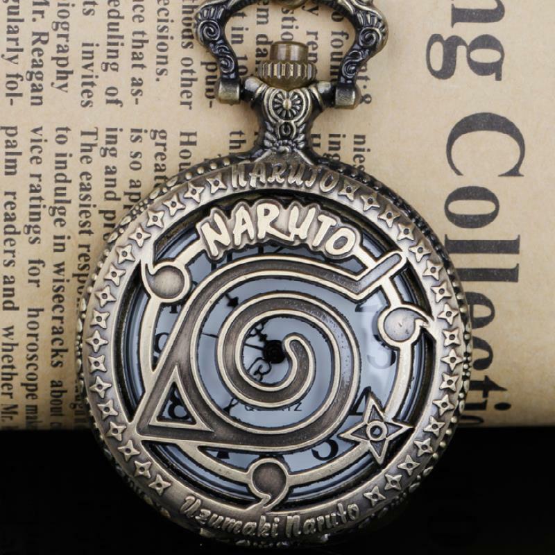 Reloj de bolsillo de cuarzo de Anime de bronce único para hombres y mujeres, colgante de collar, regalos de relojes