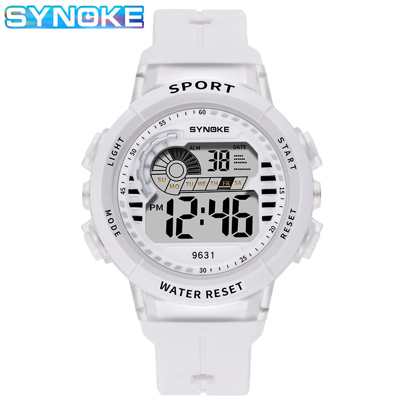 SYNOKE Fashion Kids Sport zegarki 50M wodoodporny elektroniczny zegarek na rękę Stop Watch zegar cyfrowy zegarek dla dzieci dla chłopców dziewcząt