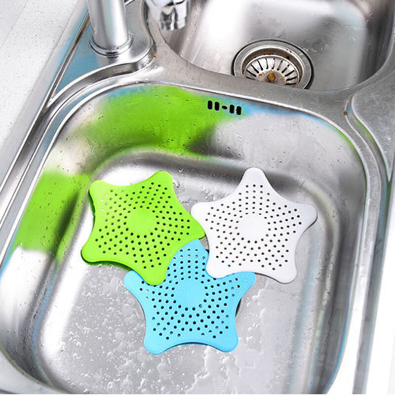 5 Color Five-pointed Star PVC Sink Filter Bathroom Kitchen Sewer Filter Bath Shower Cover Drain Strainer Hair Stopper