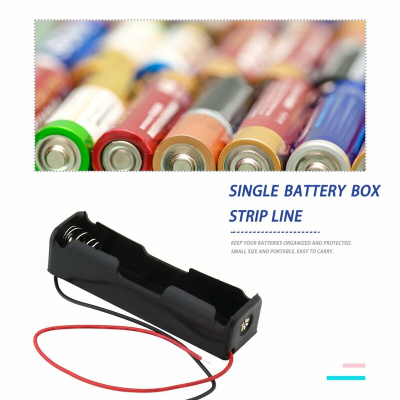 1pc 18650 Battery Holder Storage Box Case Portable Power Slot Batteries Container Electronic Component With 6" Leads Connecting