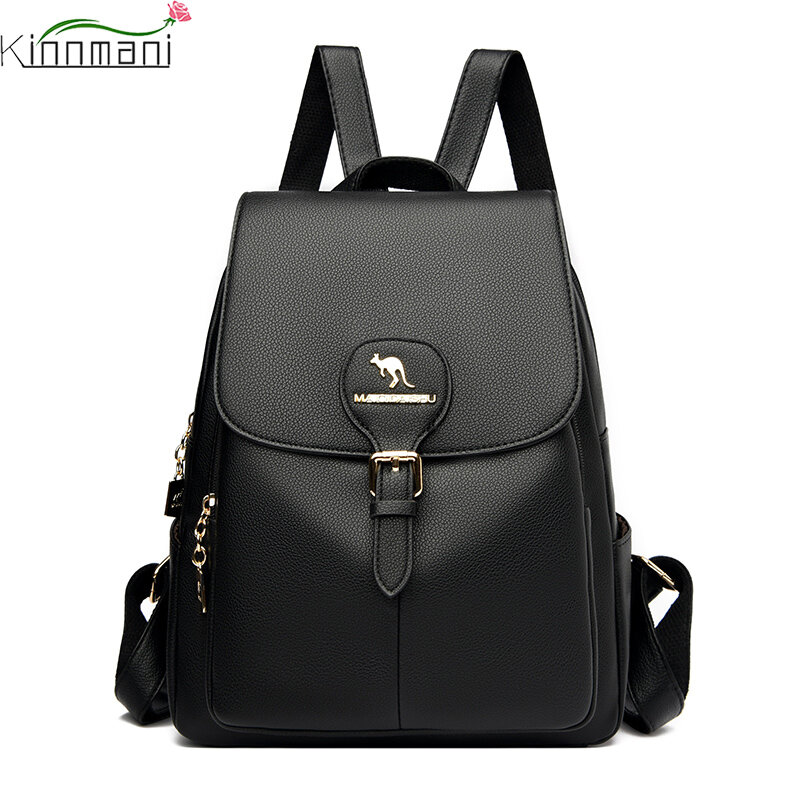 New High Quality Vintage PU Leather BackPack For Women 2021 Hot Fashion Luxury Designer Brand Backpack