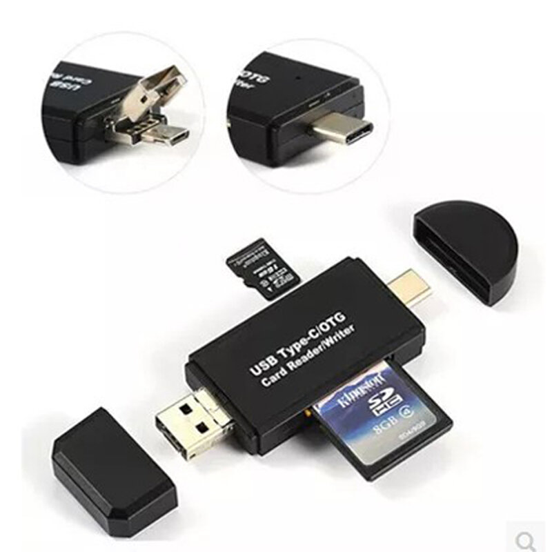 Tipo C e micro USB e USB 3 In 1 lettore di schede OTG 2.0 universale ad alta velocità OTG TF/SD per intestazioni di estensione del telefono portatile Cardreader