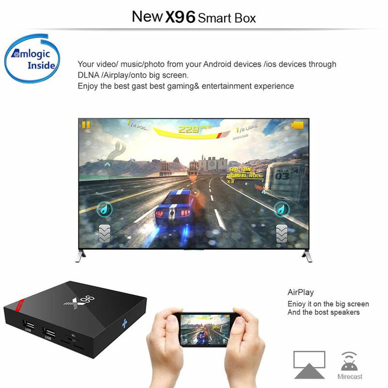 X96W S905w Smart IP TV 4 Quad-Core 4K Android TV Box 2.4G Set-Top Box Support 2.4GHz WiFi HD Media Player 4K 30pfs 2.4G Wifi
