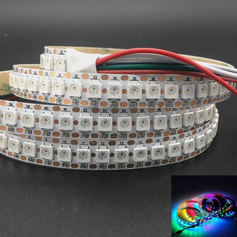 Светодиодная лента WS2812B, 5 в постоянного тока, RGB, 50 см, 1 м, 2 м, 3 м, 4 м, 5 м, 30/60/144 светодиодов, умная адресная Пиксельная стандартная проекция WS2812, IC, 17 клавиш