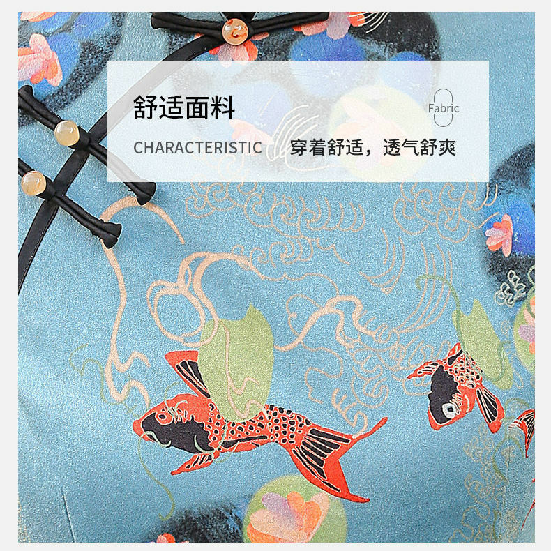 Летнее короткое платье Чонсам для девушек, улучшенное китайское платье с коротким рукавом