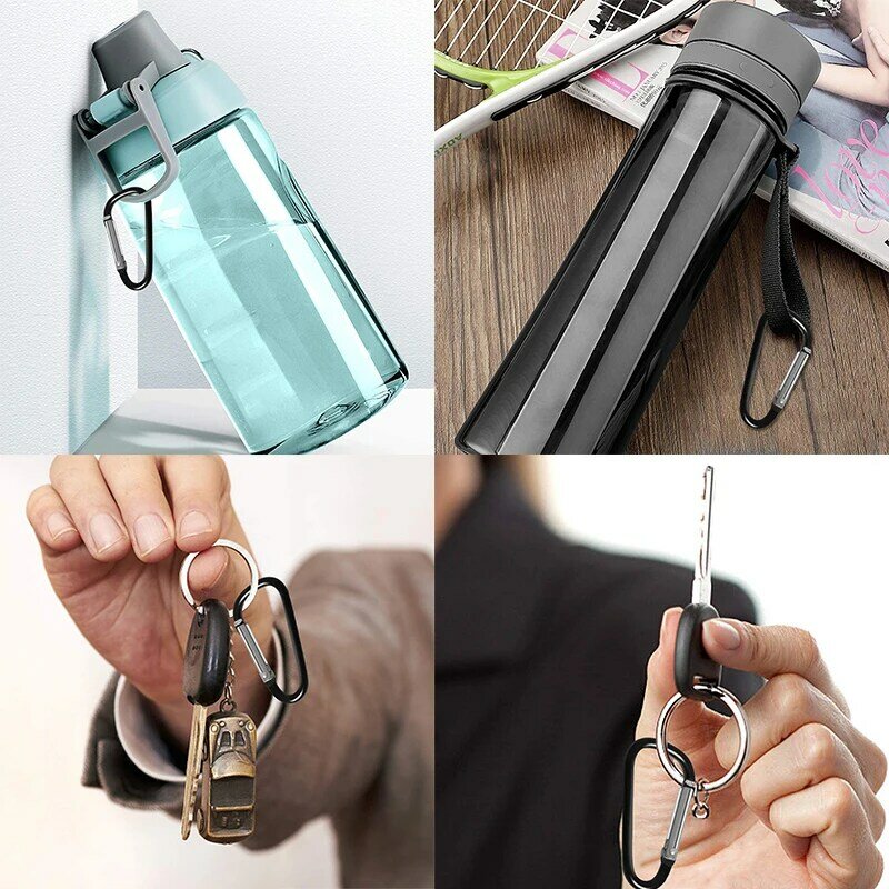 10 Pcs Aluminum Carabiner Clips Snap Clip Lock Buckle Hook Camping Outdoor Fishing Tool Buckle Lock for Keychain Bottle Black