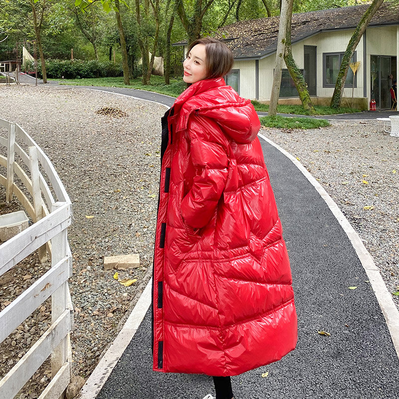 Parka imperméable pour femme, manteau Long, épais et brillant, imperméable, disponible en grandes tailles, nouvelle collection hiver 2023