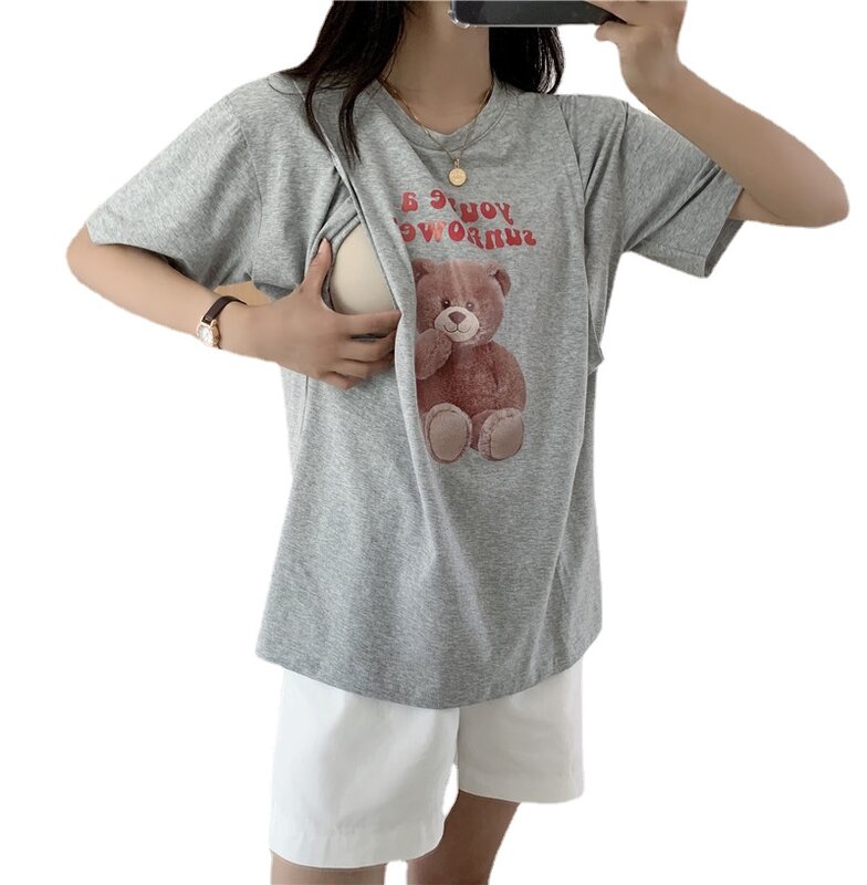 Camisa de manga curta abertura frontal casual, camiseta de manga curta fácil de toque no peito do verão de 2021