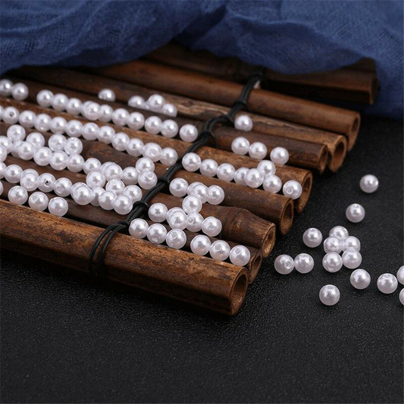 Wholesale 4/6/8/10/12mm ABS White Round Pearl Beads For Tassel Handmade Jewelry Accessories Making Imitation Garment Beads 20#44