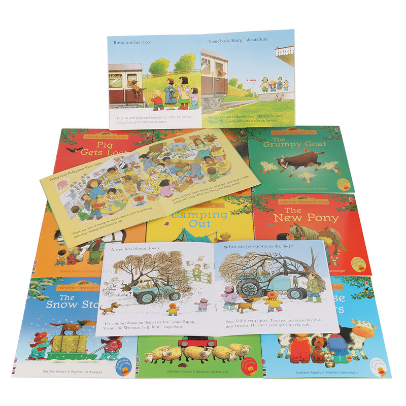 20 Buah/Set 15X15Cm Buku Gambar Peternakan Usborne untuk Anak-anak Bayi Cerita Terkenal Seri Cerita Bahasa Inggris dari Buku Anak Cerita Pertanian