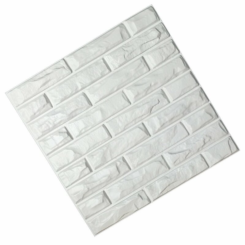 Panel Dinding 3D Bata Putih Dekoratif Plastik 50X50Cm untuk Ruang Tamu Kamar Tidur Paket Latar Belakang TV dari 12 Ubin