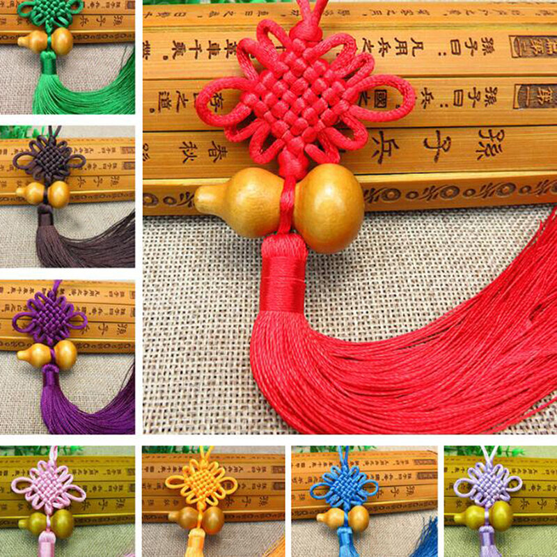 1PC Chinese Knot Feng Shui Wealth Success Copper Coins Lucky Charm Gourd Pendant Home Car Decor