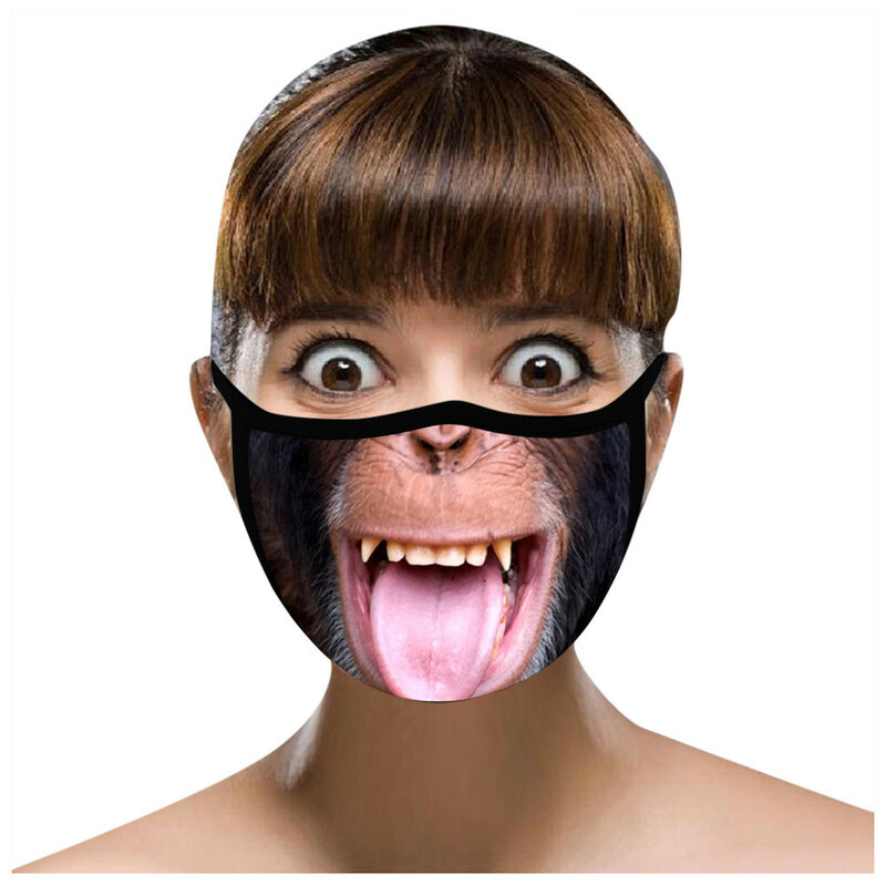 Adultos engraçado criativo máscaras macaco máscaras animais respirável pm2.5 ao ar livre proteger a boca máscara lavável máscara reutilizável moda