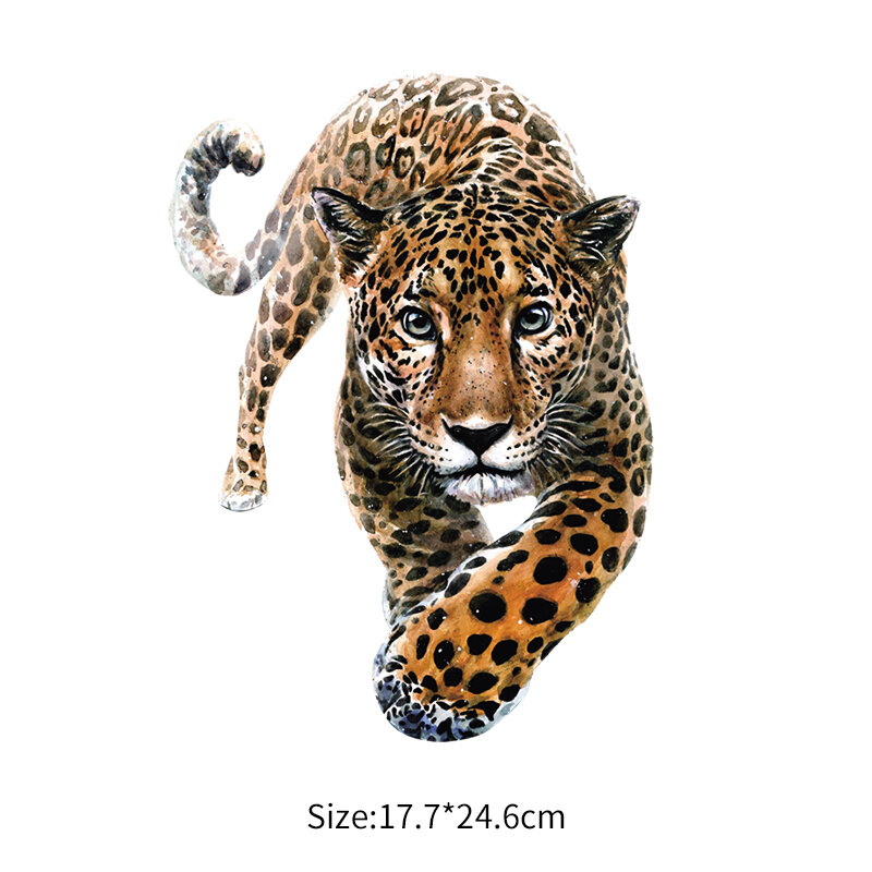 Autocollants de transfert de chaleur léopard pour adultes, grands t-shirts, patchs en fer sauvages, patchs lavables personnalisés, niveau A