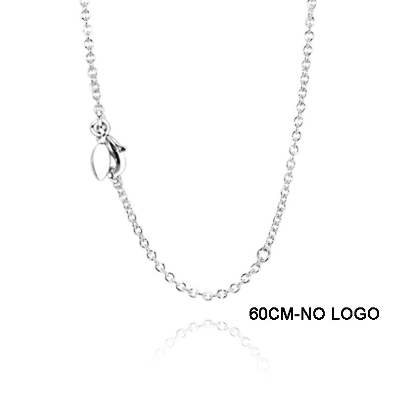 Ожерелье из серебра 925 пробы, подходит для оригинальных кулонов Pandora 50-60 см, регулируемая длина, тонкое ожерелье, женская бижутерия, подарок