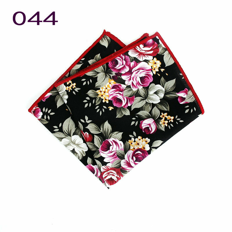 Brand New Style Men's Colorful Hankerchief Scarves Vintage Flower Hankies Men's Pocket Square Handkerchiefs Rose Flower Paisley