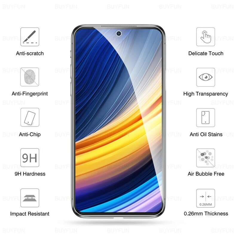 Protector de pantalla de cristal HD para móvil, película protectora de 6,67 pulgadas para Xiaomi Mi Poco X3Pro X3 NFC GT M3 M3Pro M4Pro M4 Pro X3 Pro, M2102J20SG, 3 uds.