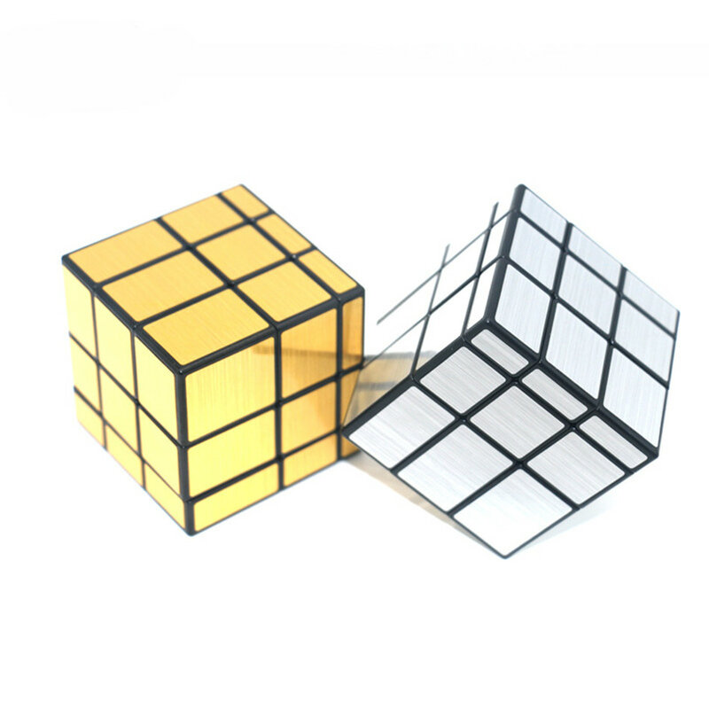 QiYi-cubo mágico con espejo, rompecabezas de velocidad, juguetes para bebés y niños con pegatinas adhesivas doradas y plateadas, 3x3x3
