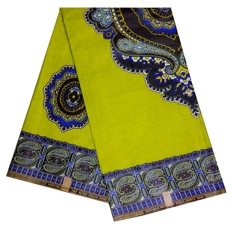 قماش أفريقي جديد وصول نيجيريا حقيقي الشمع الأفريقي الأصفر القطن الشمع طباعة النسيج لفستان 6 ياردة