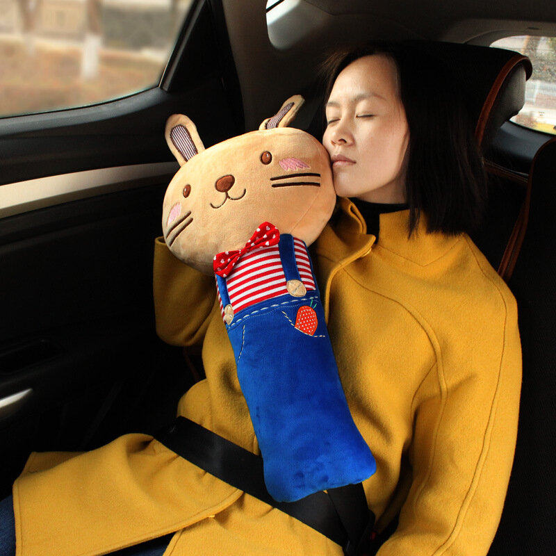 Cute Cartoon Car Seat Cinto Capa Travesseiro Soft Girls Boy Car Safety Belt Shoulder Pad para Crianças Crianças Plush Toy Doll Ornaments
