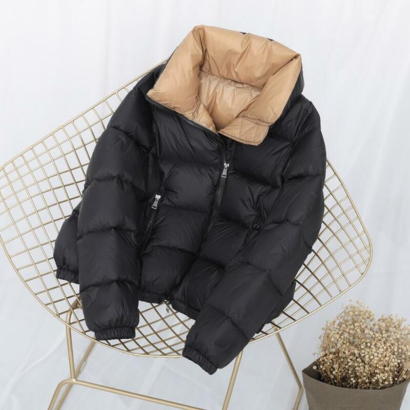 Casaco de inverno feminino com gola alta, jaqueta grossa para mulheres, quente, curta para baixo, casaco feminino sf028, 2020