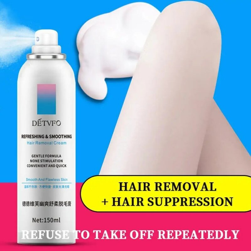 150ML Detvfo depilacja Spray depilacja owłosienia Spray mus golenie szybki krem do depilacji włosów delikatny odżywczy dla skóry
