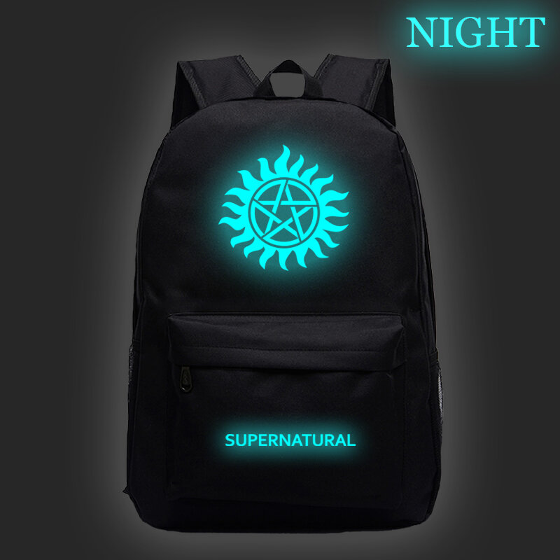 Supernatural Luminous กระเป๋าเป้สะพายหลังสำหรับวัยรุ่นกระเป๋าหนังสือกระเป๋าเดินทางซิปกระเป๋าเป้สะพายหลังเด็ก Schoolbags แล็ปท็อป Bagpack