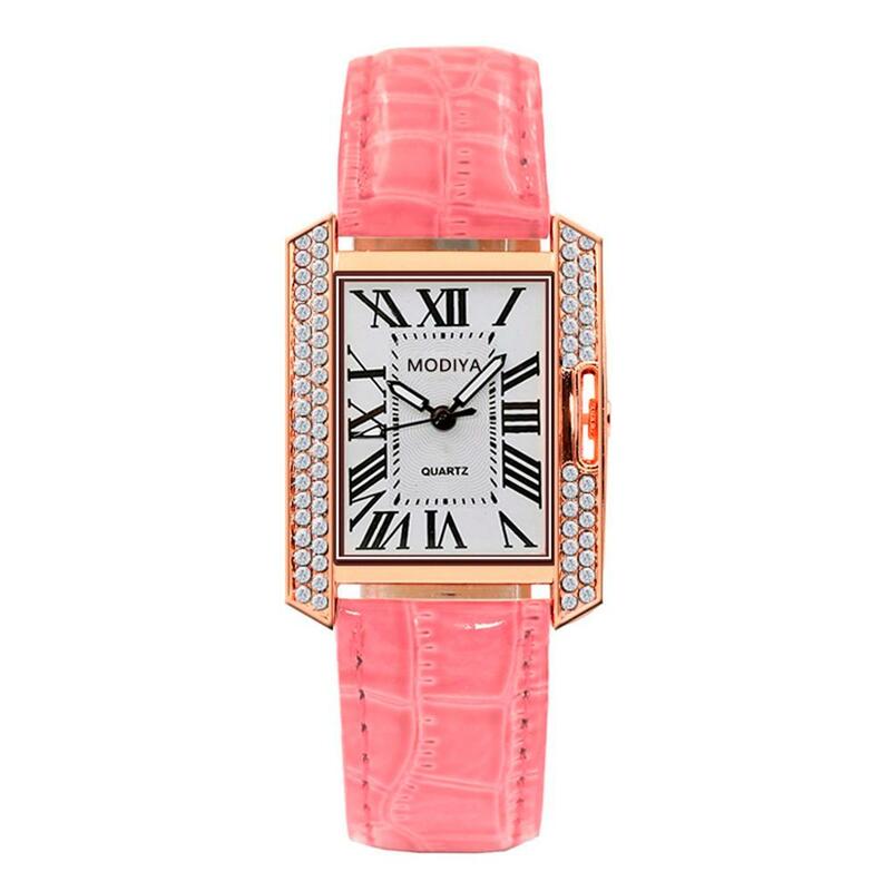 Damski skórzany pasek analogowy kwarcowy kwadratowy koreański zegarek damski zegarki damskie prezenty dla kobiet zegarek kobieta zegarek Casual Dress Clock