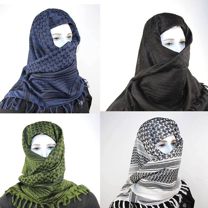 Shemagh-bufanda táctica árabe para hombre y mujer, chal de algodón, calentador de cuello, cubierta para la cabeza, a prueba de viento, para acampar al aire libre, Invierno