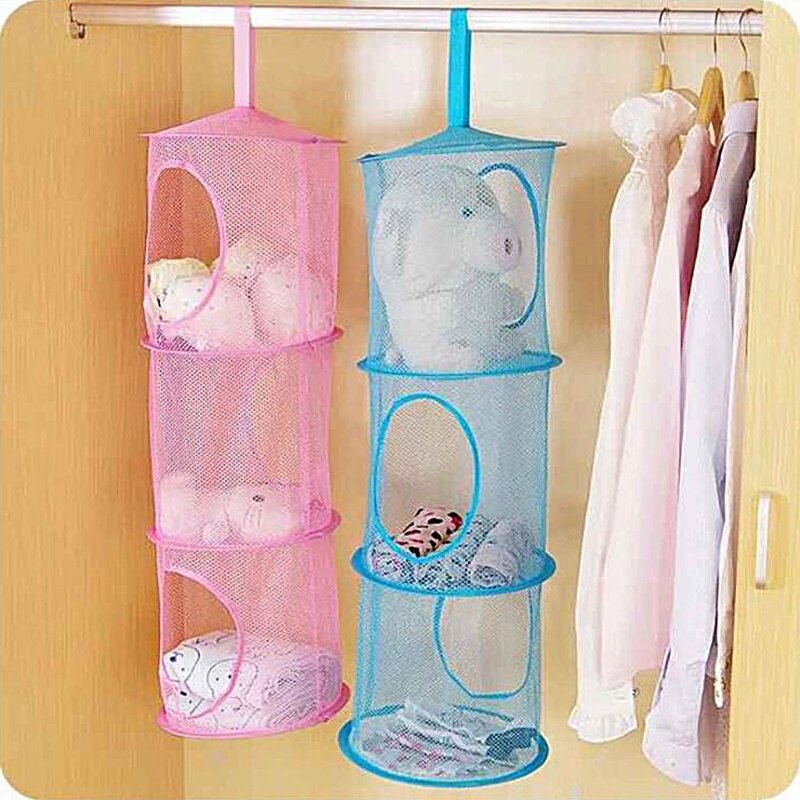 3 ripiani Net Kids Toy Organizer Bag Home Mesh Hanging Storage camera da letto porta a muro armadio adatto per ambiente soggiorno