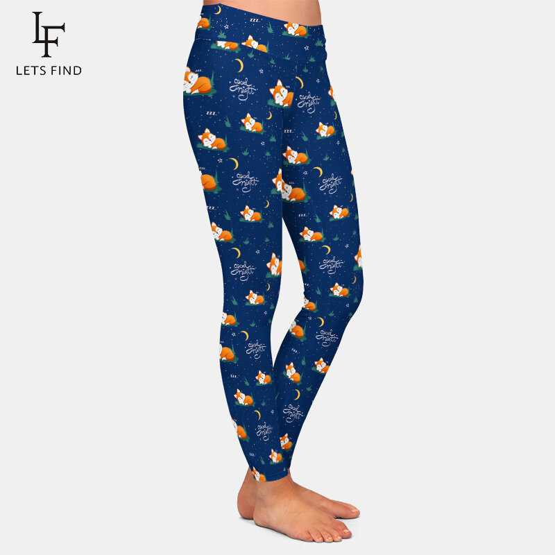 LETSFIND – pantalon élastique taille haute pour femme, legging de Fitness moulant, imprimé de renard et de lune en 3D, nouvelle collection