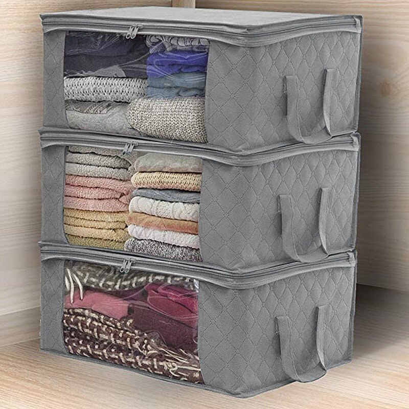 1PC Folding Storage Box Dirty Clothes Collecting Case Non Woven Fabric With Zipper Moisture-proof Toys Quilt Storage Box HOT