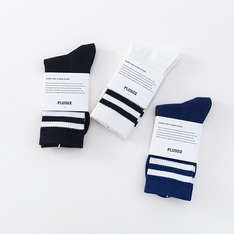 Классические Полосатые японские спортивные Студенческие Носки для скейтборда Tide, черные, белые хлопковые женские носки для студентов