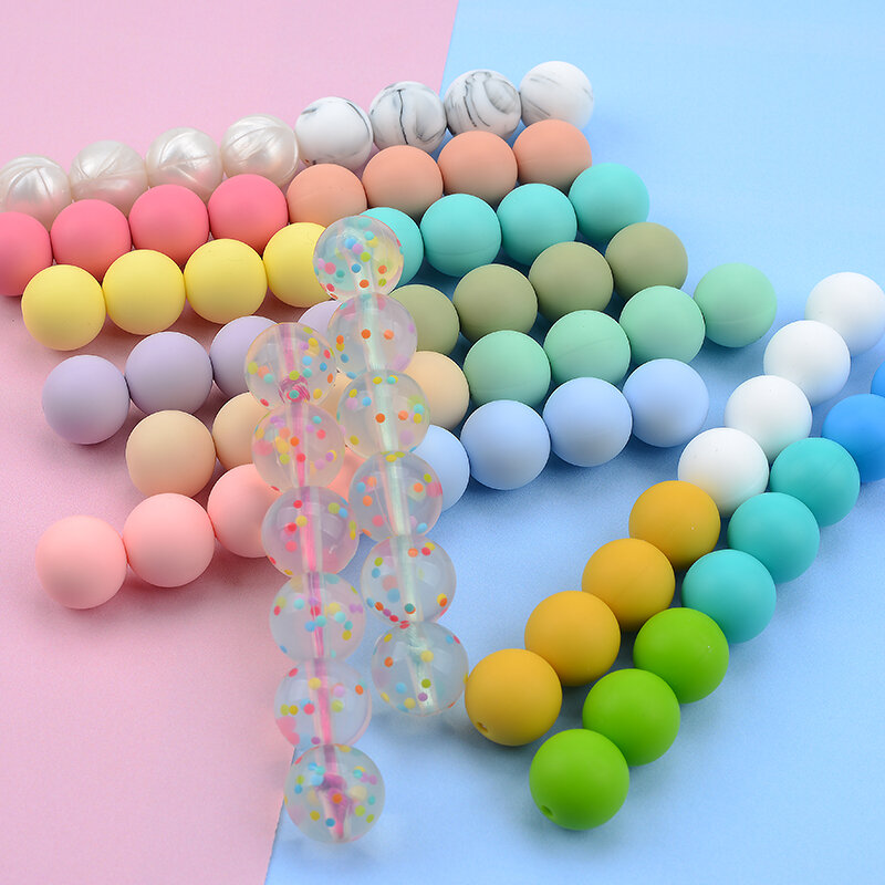 LOFCA – perles de dentition en Silicone pour bébé, lot de 20 pièces, à mâcher, colorées, rondes, 12mm