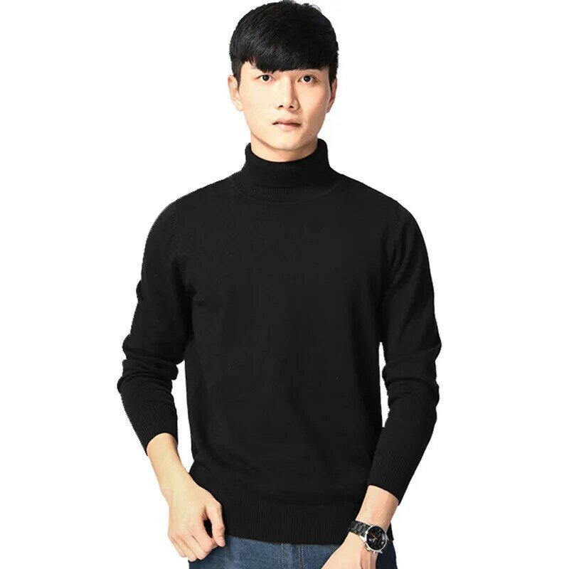 Новинка 2024, мужской свитер MRMT на осень и зиму, свитер для отдыха с высоким воротником для мужчин, однотонная одежда с длинными рукавами