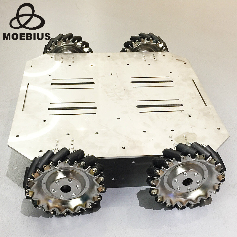 Carro de rueda Mecanum de alta resistencia, rueda omnidireccional, Robot móvil, chasis de Metal para investigación, 70kg