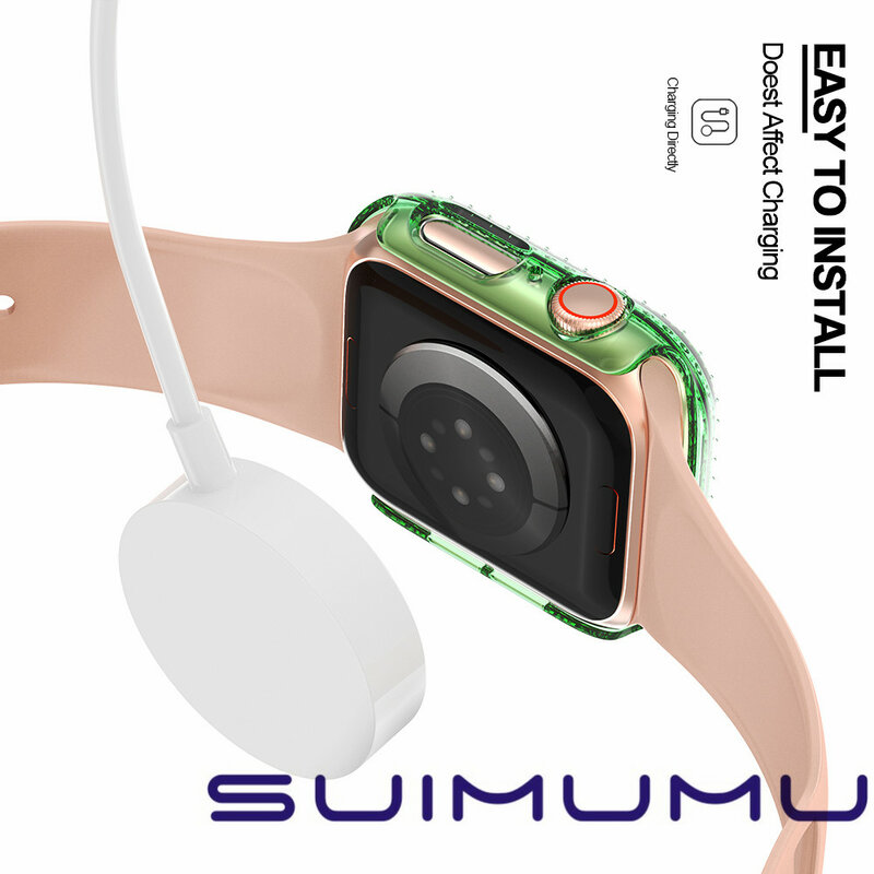 Obudowy z błyskotkami kompatybilne z Apple Watch Series SE/6/5/4/3 osłona ekranu ochronnego do Iwatch 38mm 40mm 42mm 44mm 81017